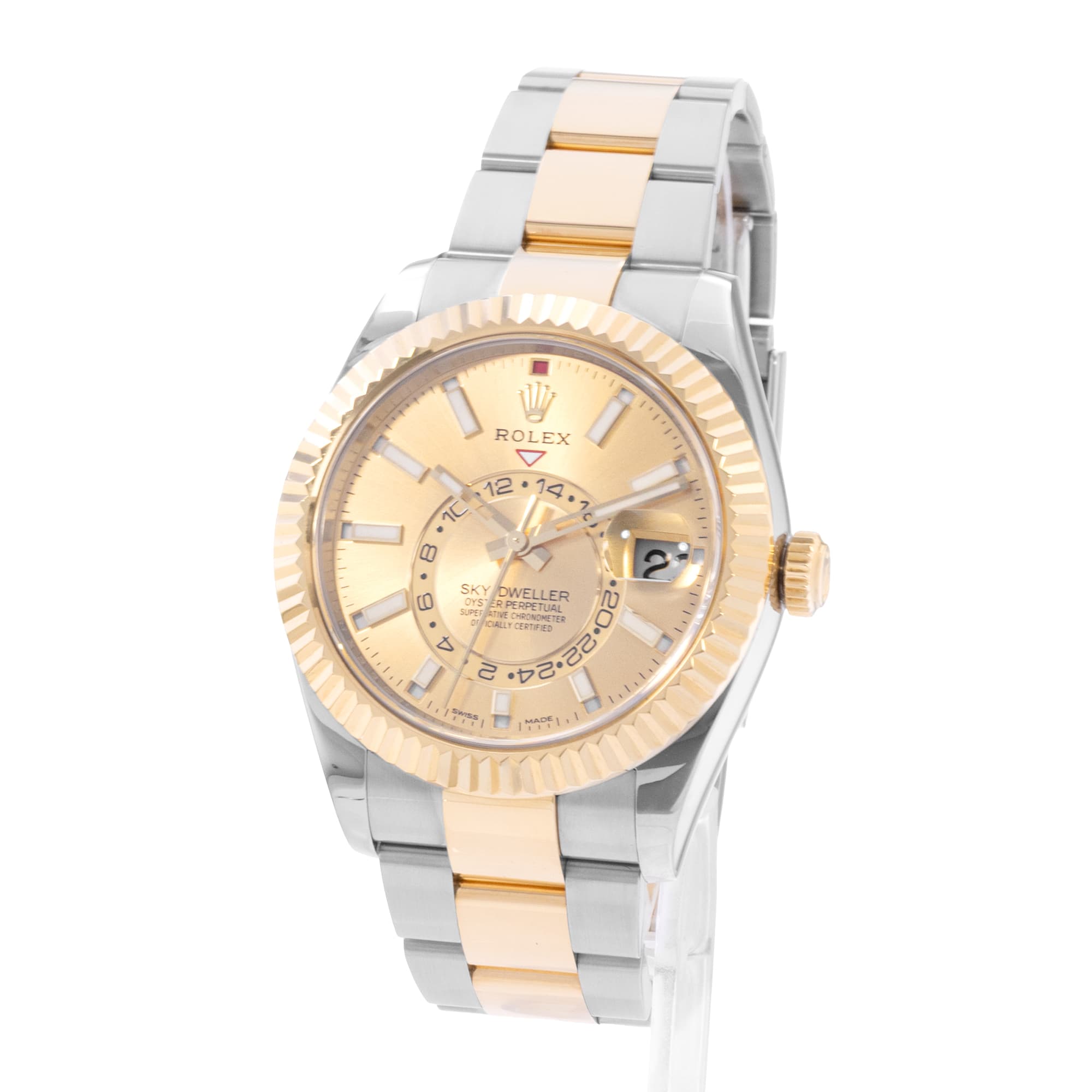 Rolex Sky-Dweller 326933 42mm Champagne Steel Yellow Gold Mens Watch Card